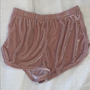 Pink velvet shorts